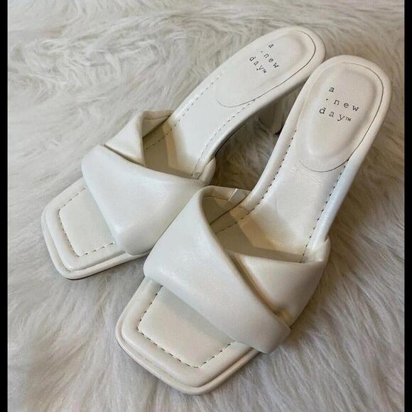 A New Day Target White Square Toe Sz 7 Women’s Pump Wrap Strap Beachy Summery - Picture 3 of 13